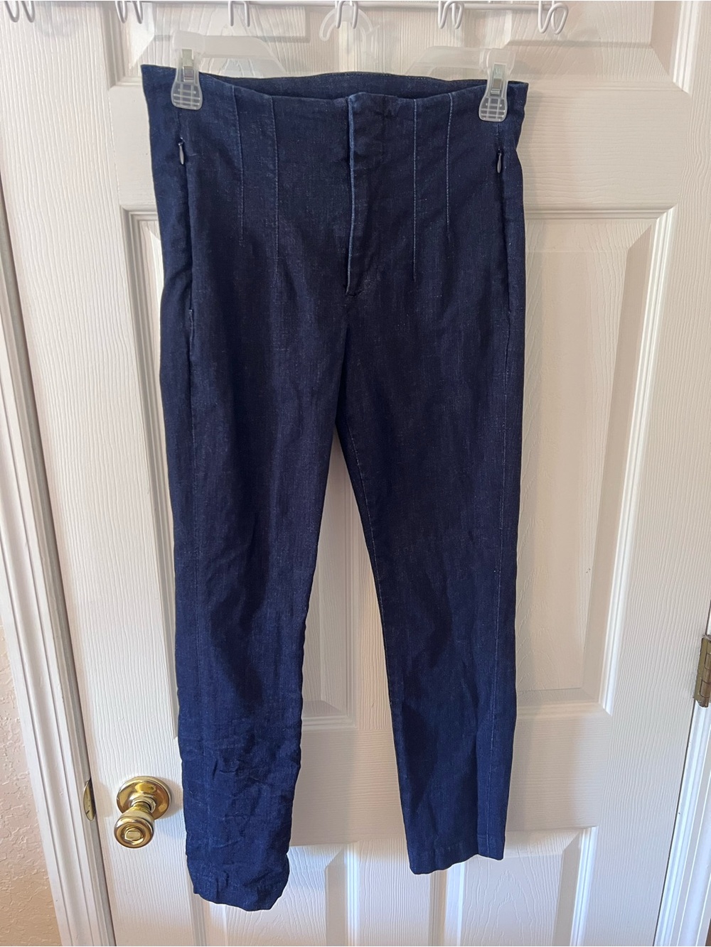 Old Navy Polished Pixie Skinny Jeans Size 4 Dark Wash High Waisted Side Zip